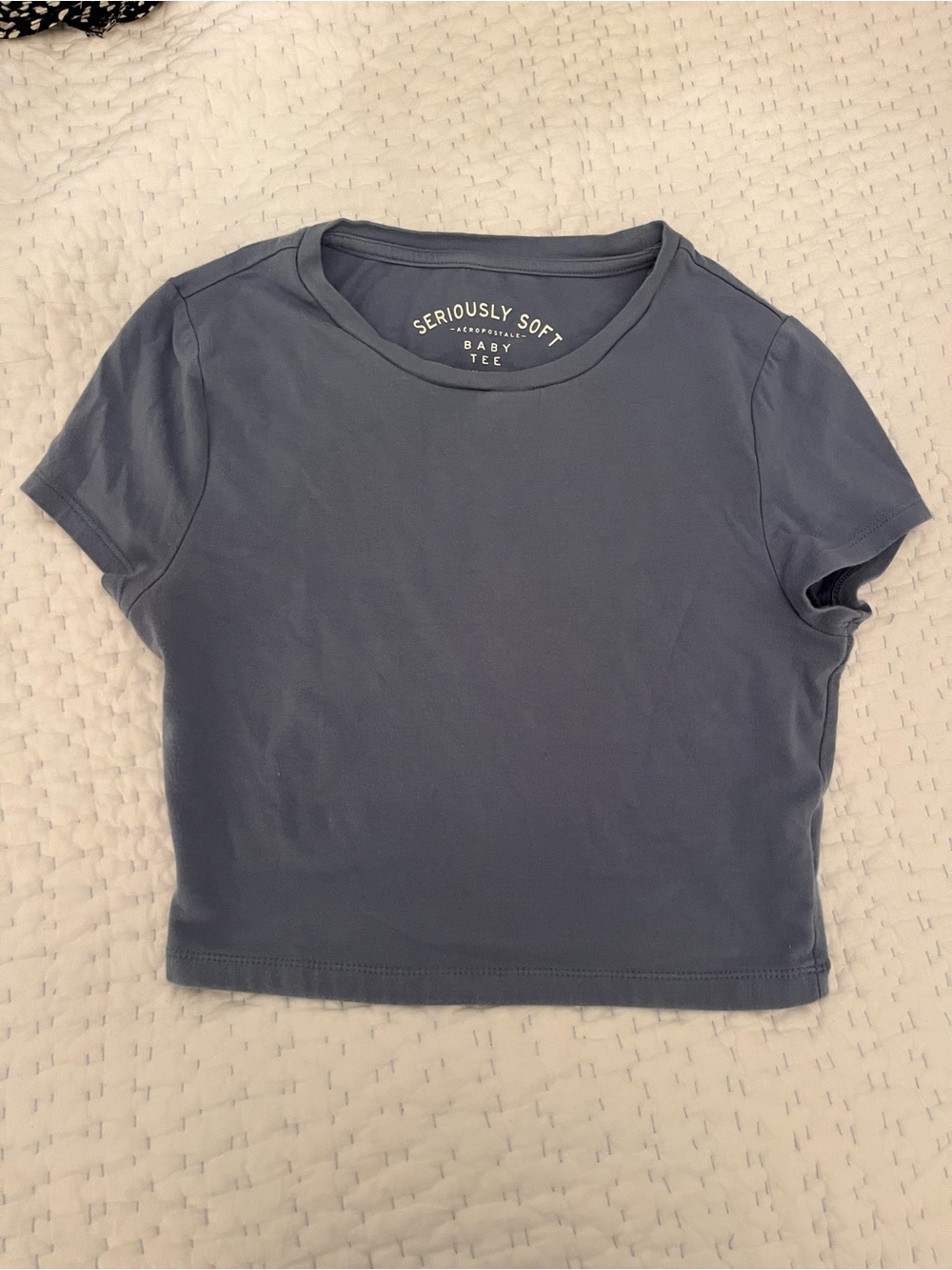 Aeropostale Seriously Soft Baby Tee Crop Top - Slate Blue